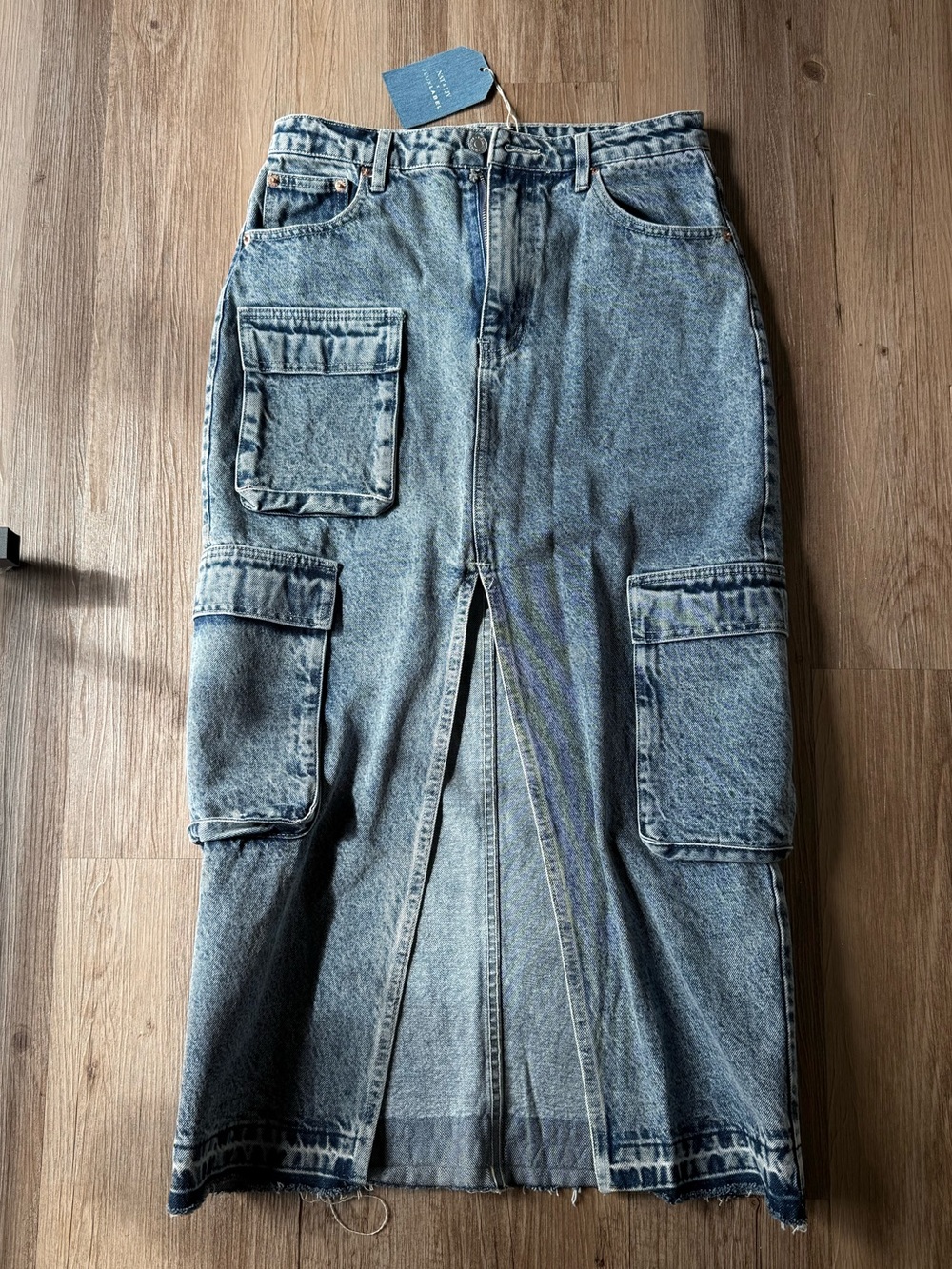 JLUXLABEL Nat&Liv Wild Fable Denim Cargo Midi Skirt